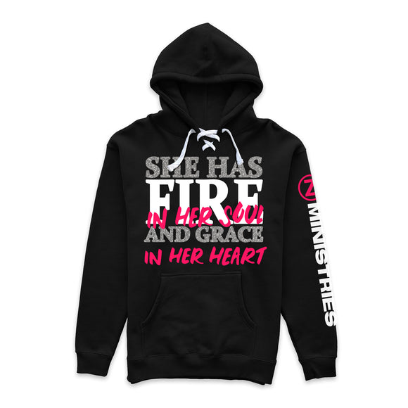 Women's Hoodie - She Has Fire and Grace