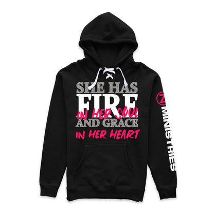 Women's Hoodie - She Has Fire and Grace